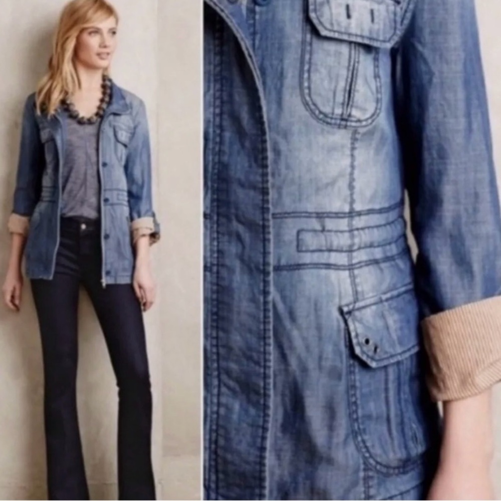 Anthropologie‎ Marrakech Chambray Lyocell Utility Jacket